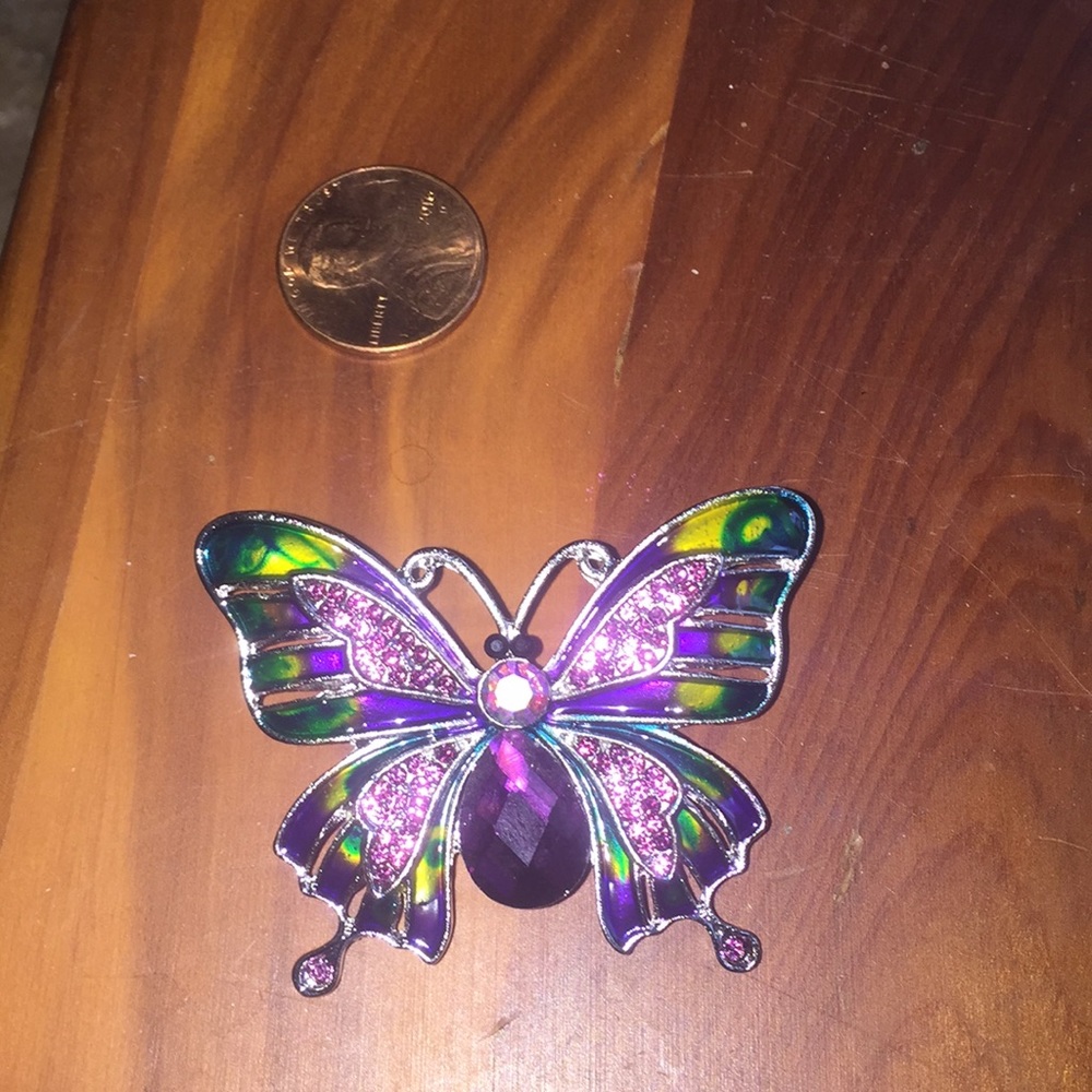 Enamel and crystal butterfly pin